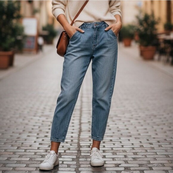Denim - Salsa Light Wash High Rise Tapered Cropped Ankle Jeans Size 30 Stretch Denim